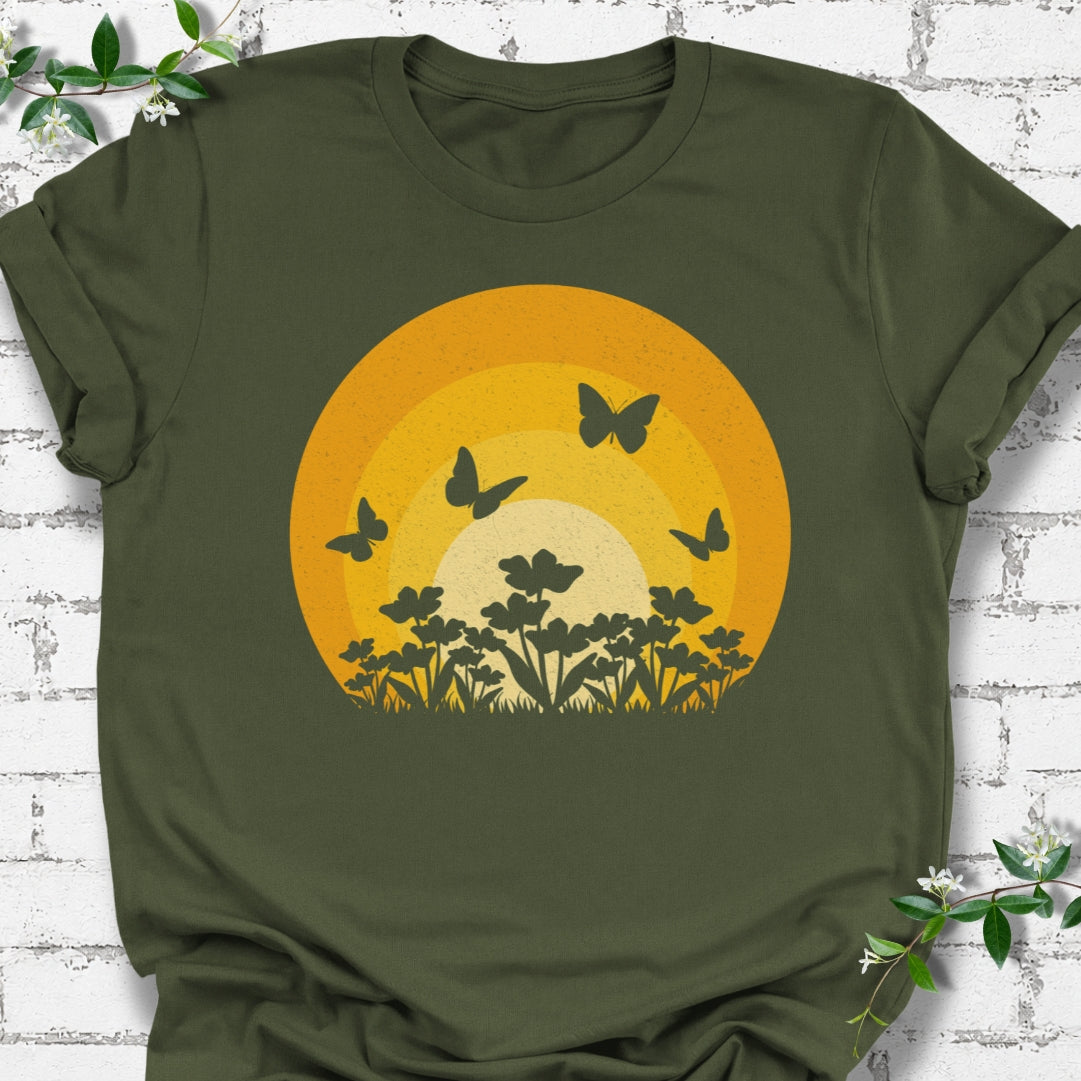 Butterfly Flower Sunset Lightweight Tee