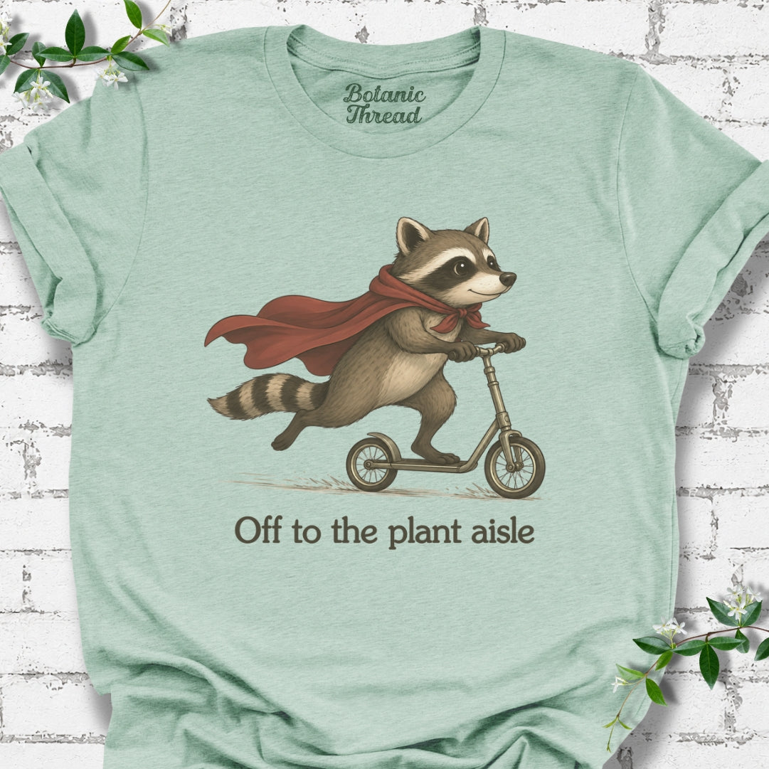Off To The Plant Aisle Raccoon Lightweight Tee