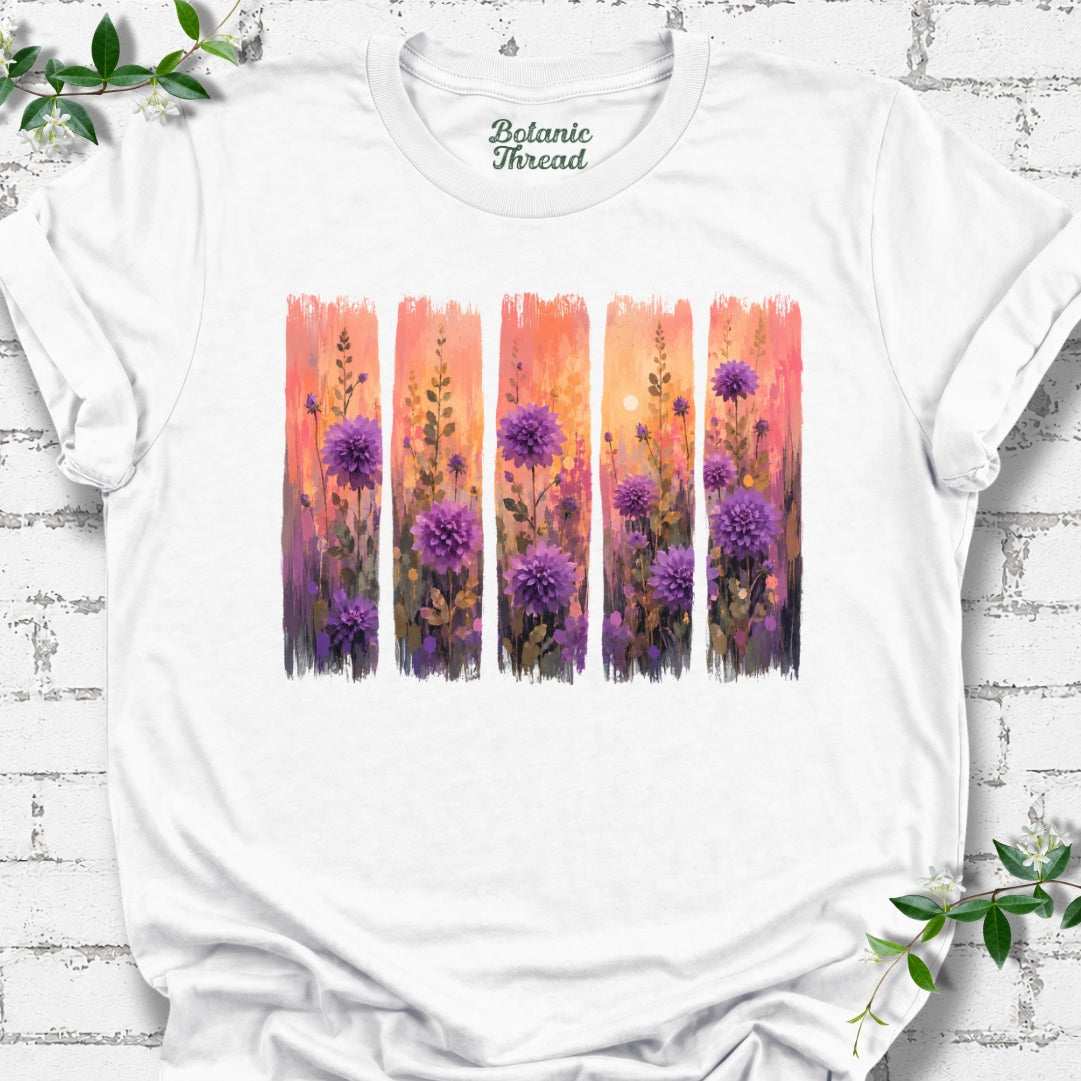 Field Of Dahlias Paintbrush Strokes Lightweight Tee