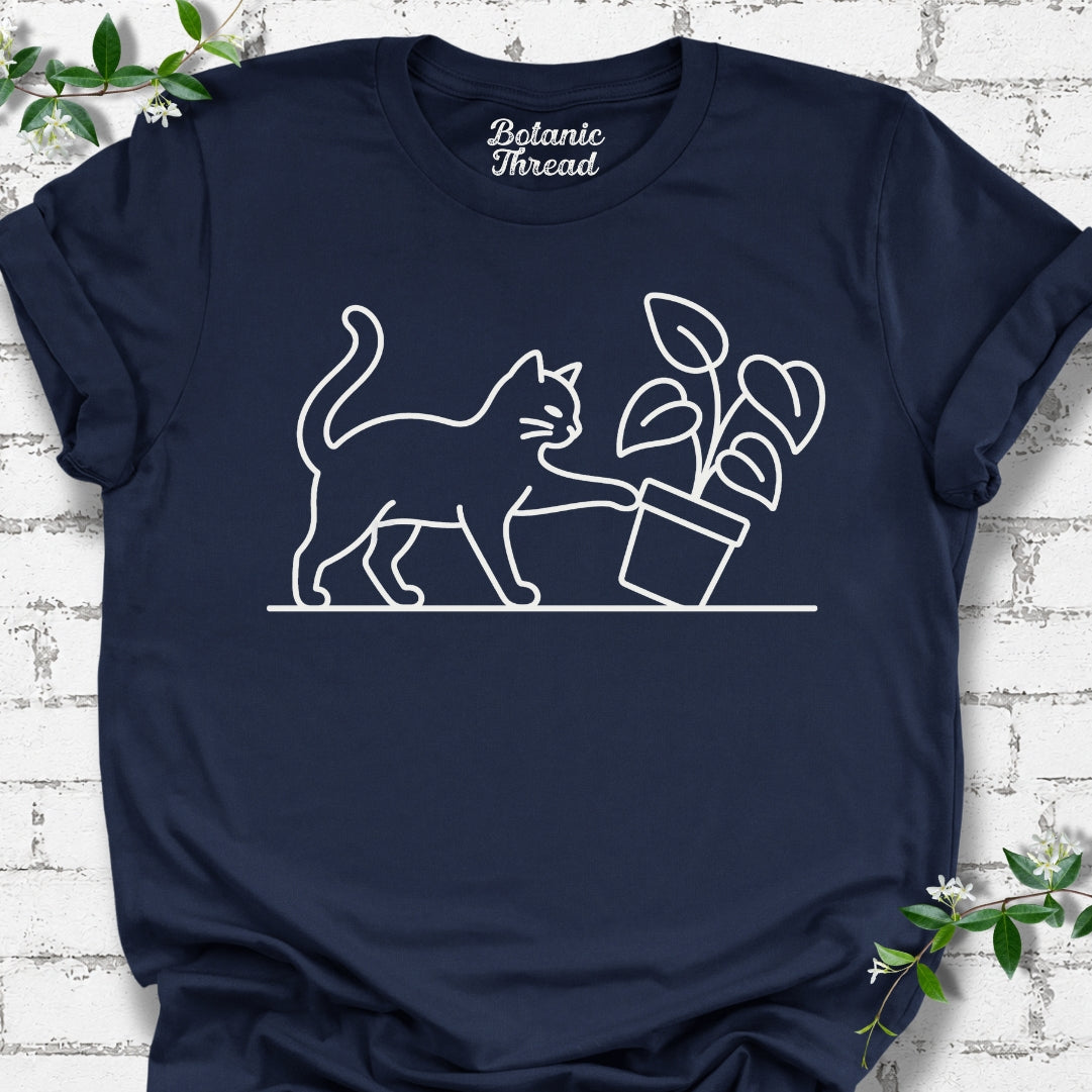 Mischievous Cat Line Art Lightweight Tee