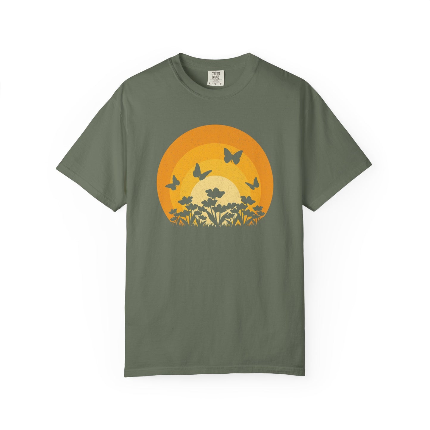 Butterfly Flower Sunset Comfort Colors® Heavyweight T-shirt