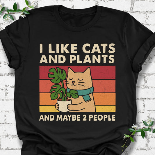 I Like Cats And Plants And Maybe 2 People Lightweight Tee