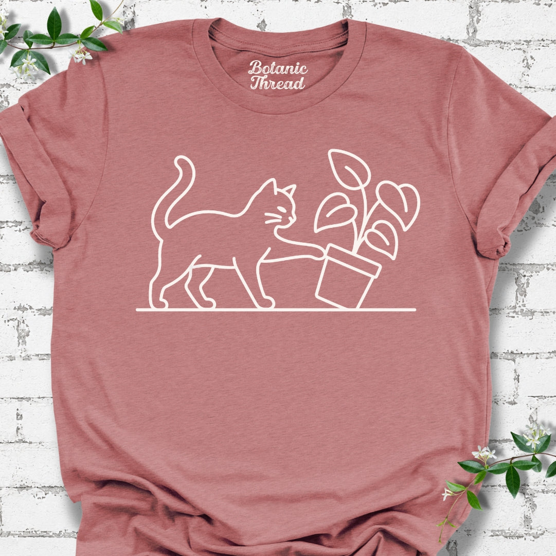 Mischievous Cat Line Art Lightweight Tee