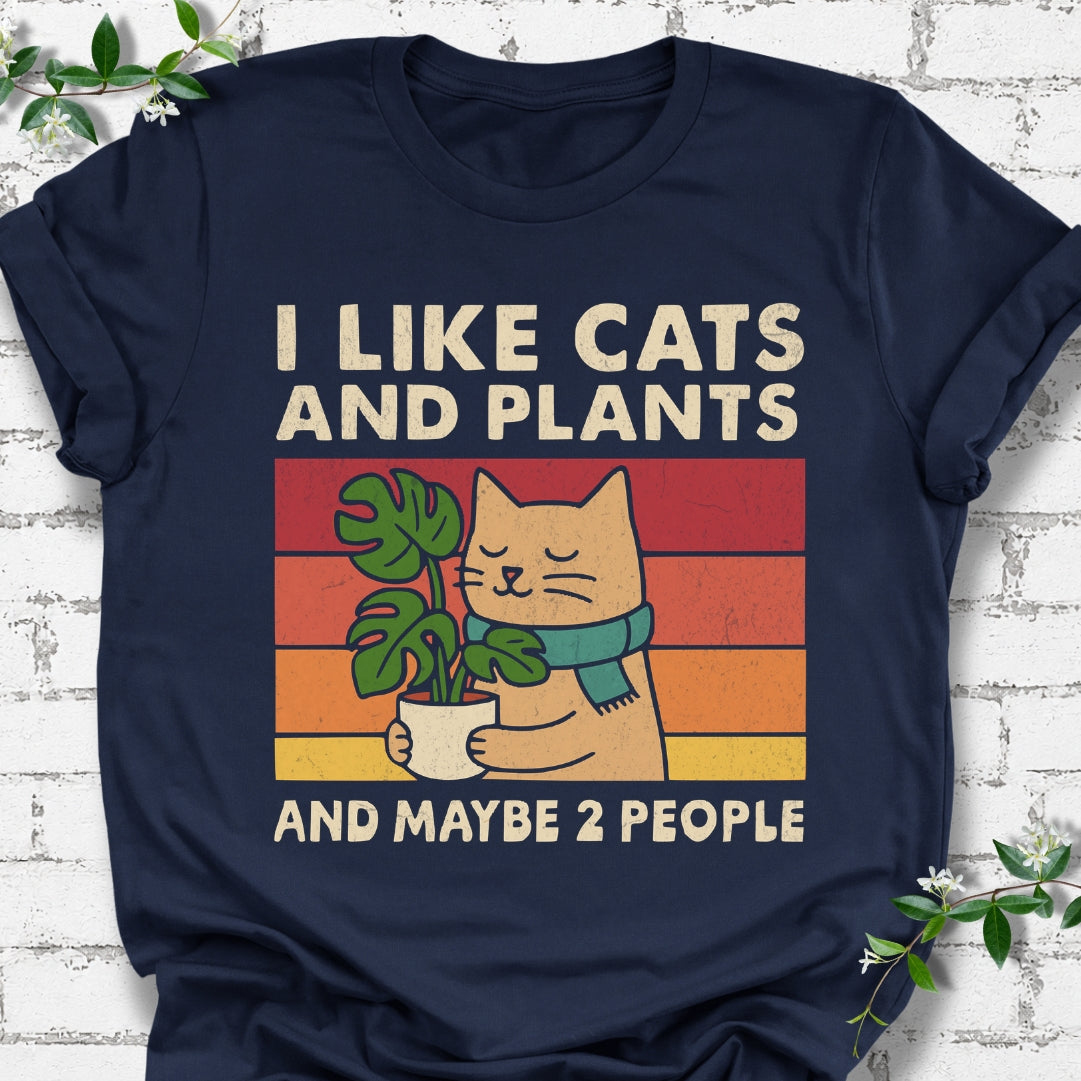 I Like Cats And Plants And Maybe 2 People Lightweight Tee