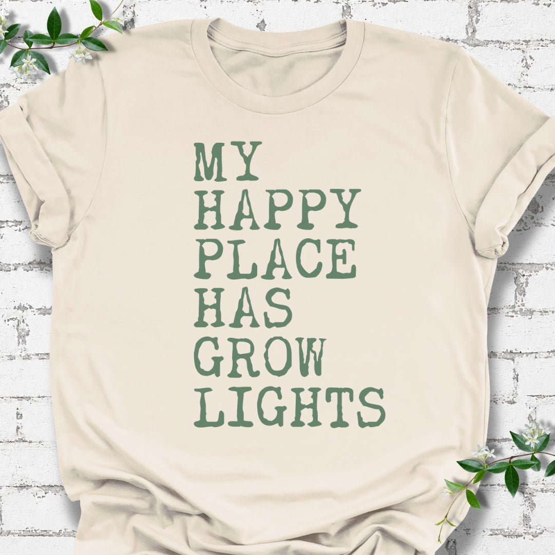 My Happy Place Has Grow Lights Lightweight Tee