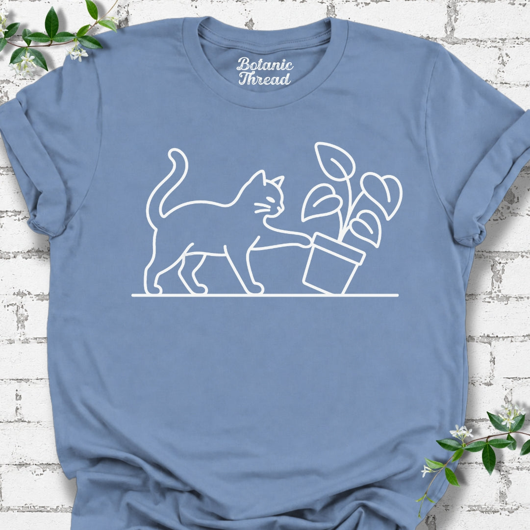 Mischievous Cat Line Art Lightweight Tee
