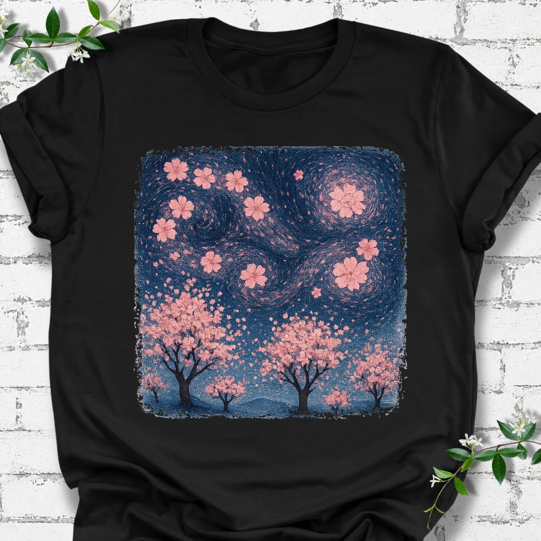 Cherry Blossoms Starry Night Lightweight Tee