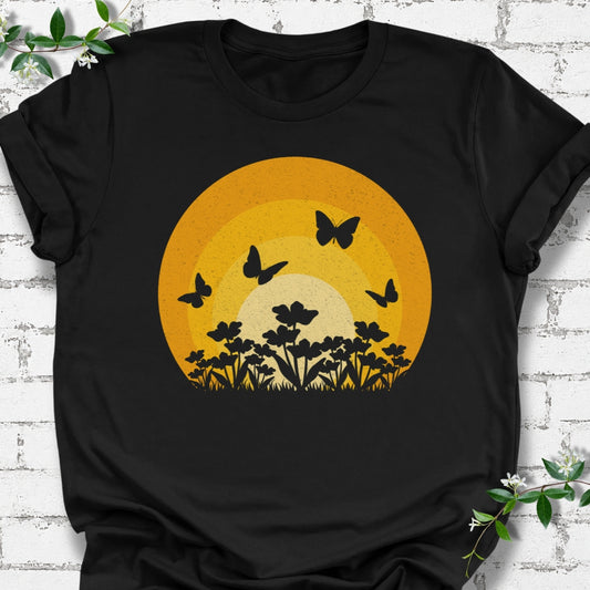 Butterfly Flower Sunset Lightweight Tee