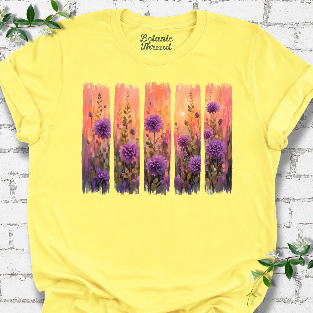Field Of Dahlias Paintbrush Strokes Lightweight Tee