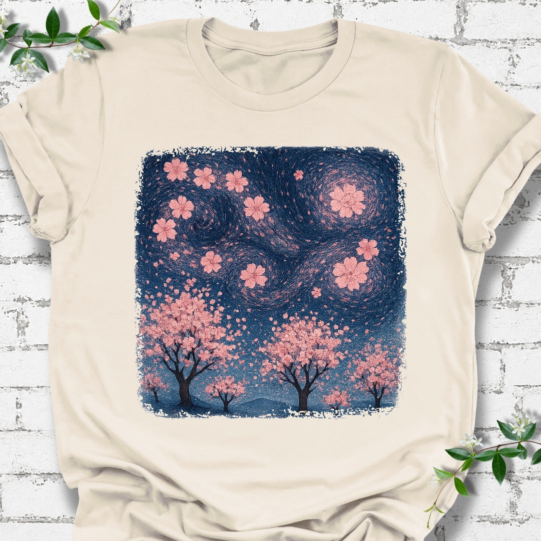 Cherry Blossoms Starry Night Lightweight Tee
