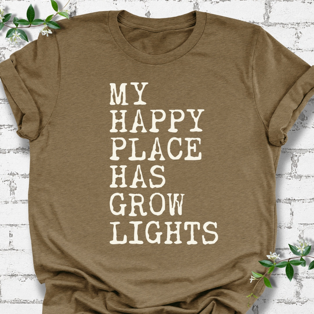 My Happy Place Has Grow Lights Lightweight Tee