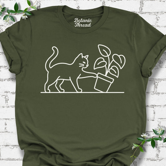 Mischievous Cat Line Art Lightweight Tee