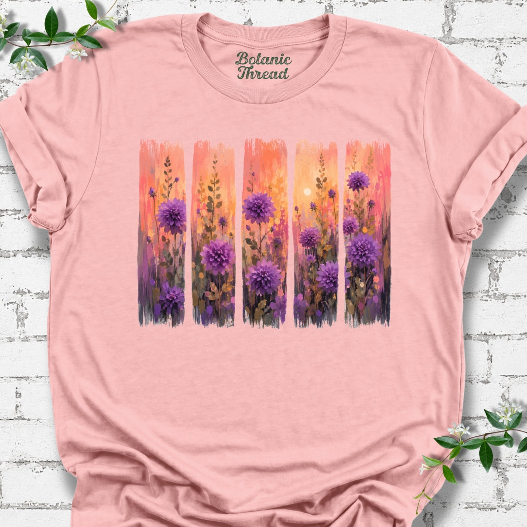 Field Of Dahlias Paintbrush Strokes Lightweight Tee