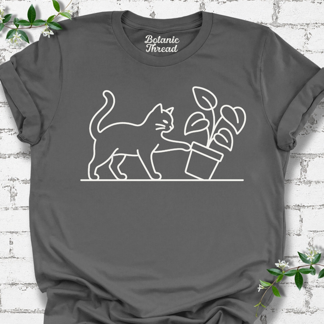 Mischievous Cat Line Art Lightweight Tee