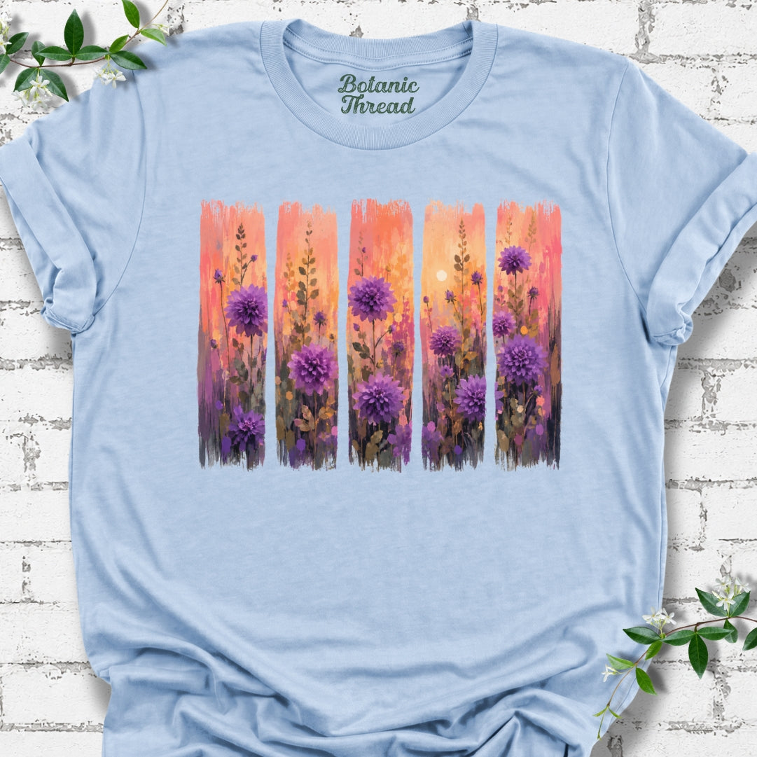 Field Of Dahlias Paintbrush Strokes Lightweight Tee