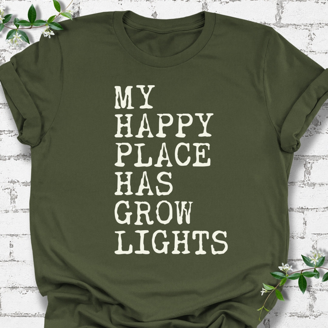 My Happy Place Has Grow Lights Lightweight Tee