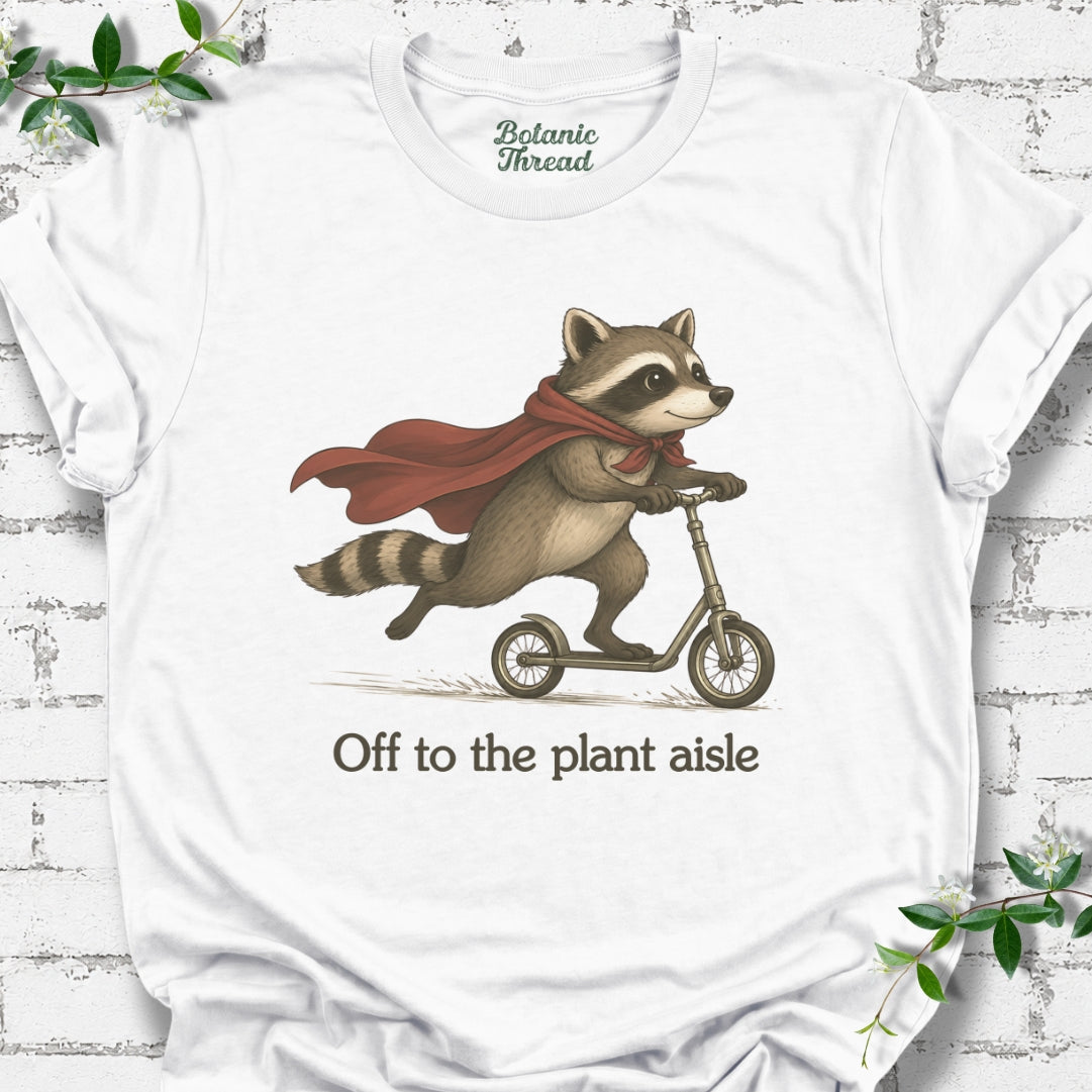 Off To The Plant Aisle Raccoon Lightweight Tee