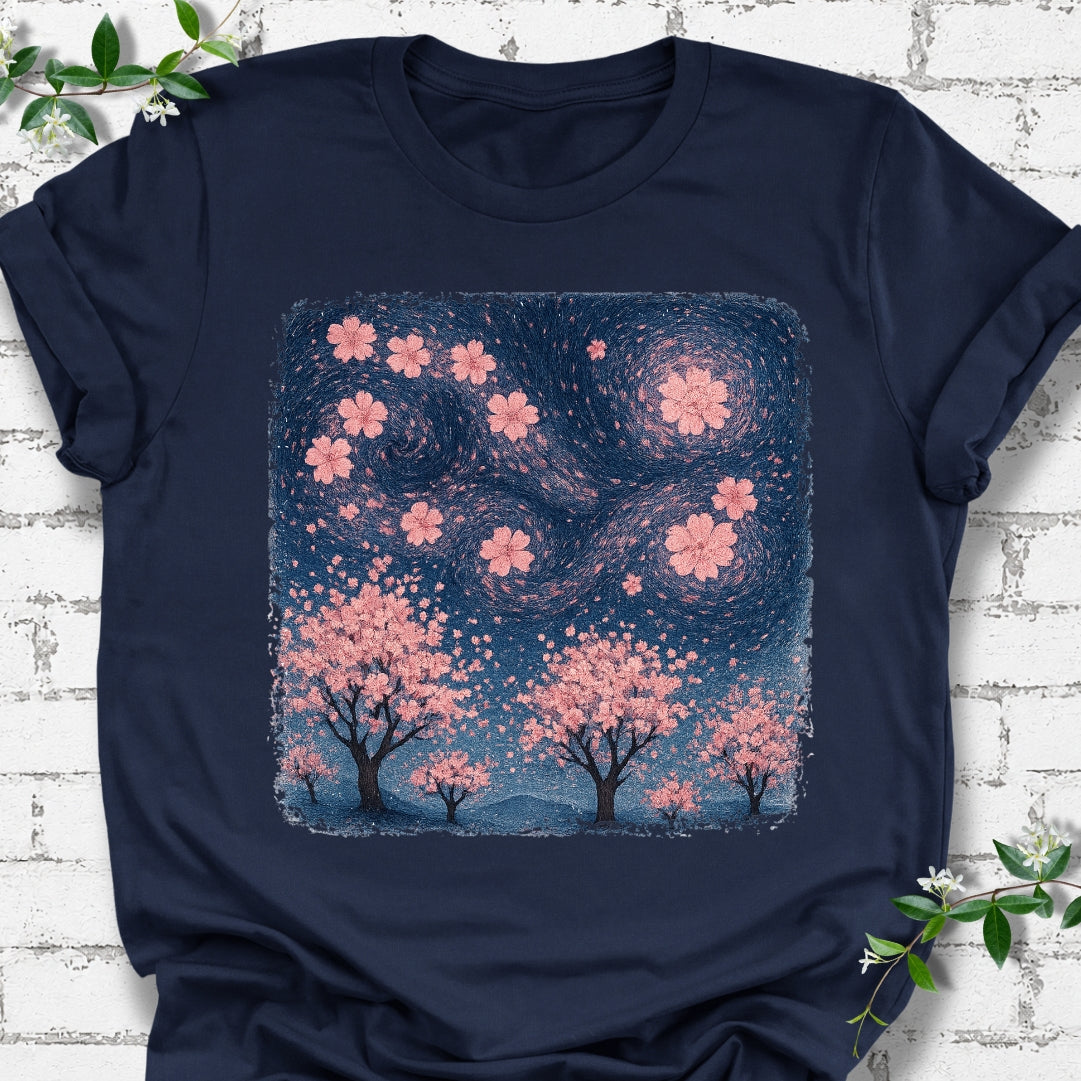 Cherry Blossoms Starry Night Lightweight Tee