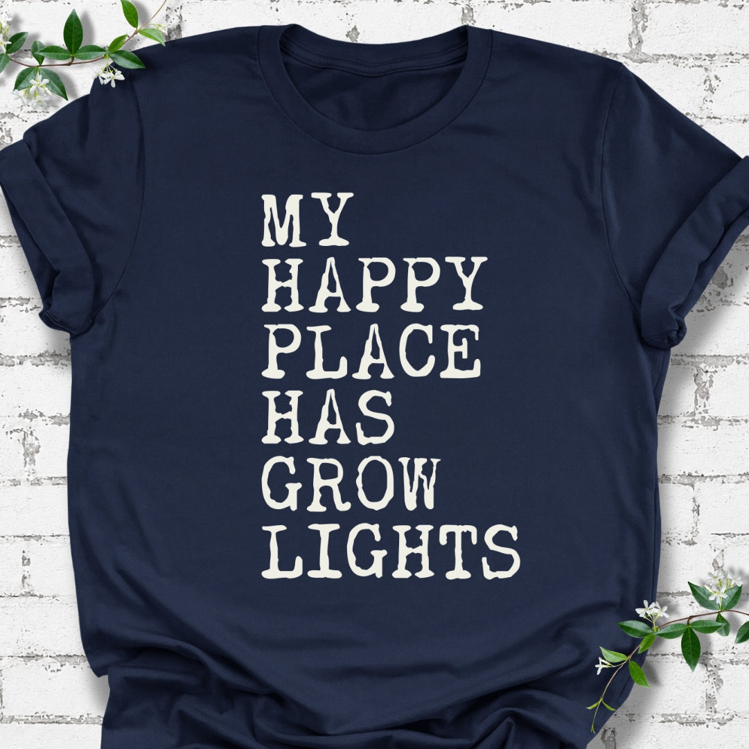 My Happy Place Has Grow Lights Lightweight Tee
