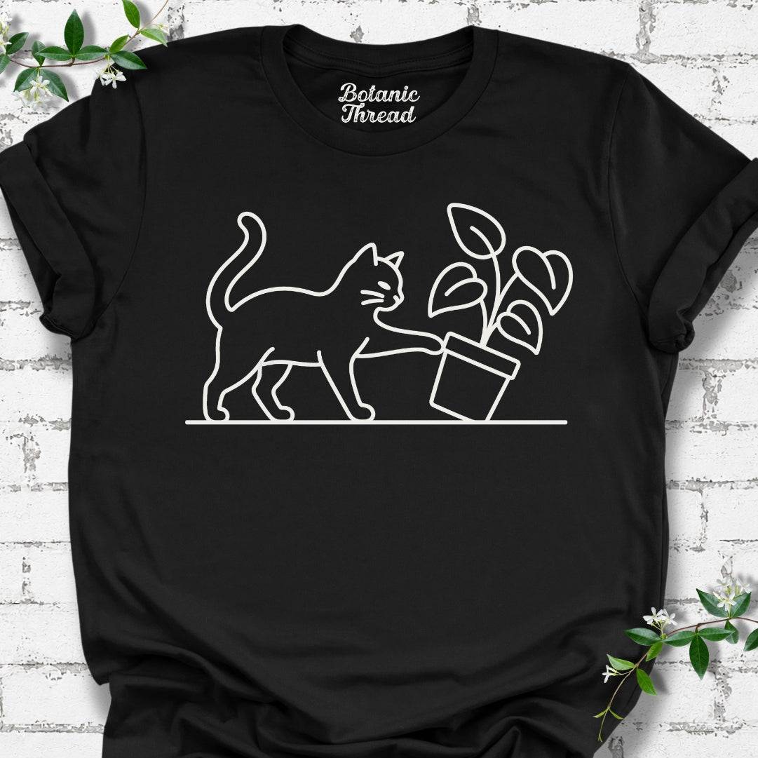 Mischievous Cat Line Art Lightweight Tee