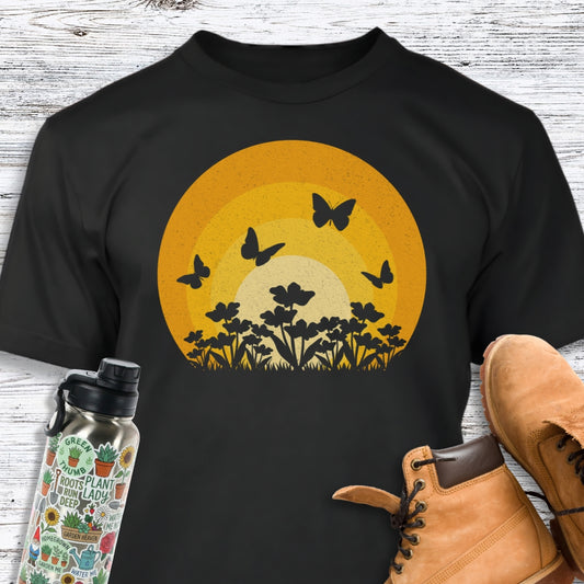 Butterfly Flower Sunset T-Shirt