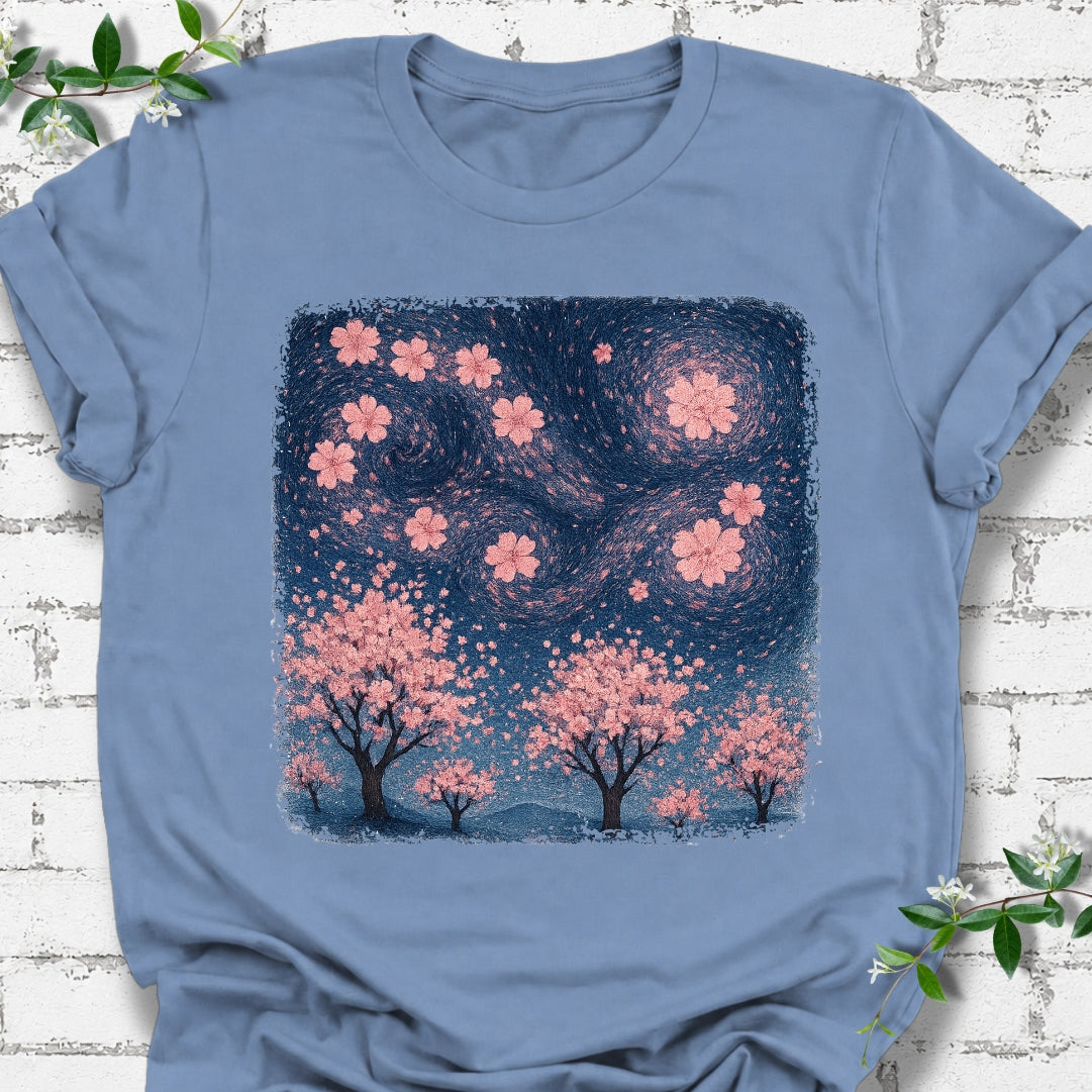 Cherry Blossoms Starry Night Lightweight Tee