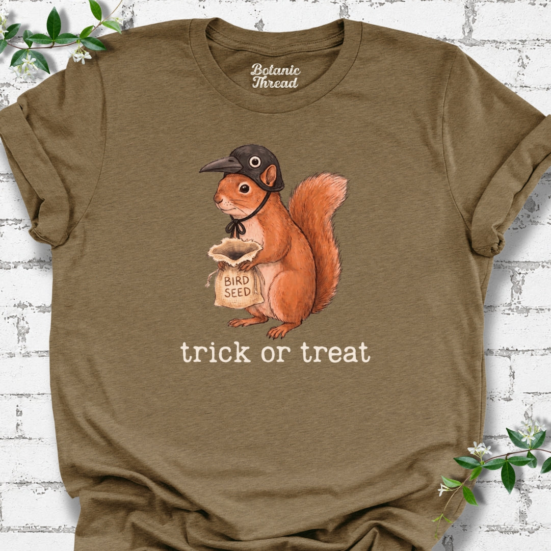 Trick Or Treat Squirrel In Bird Costume T-Shirt
